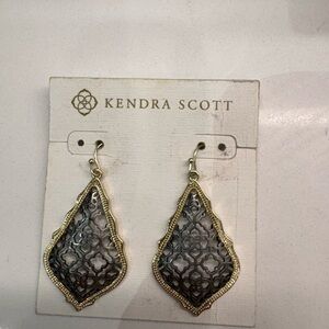Kendra Scott Gold and Black Teardrop Earrings